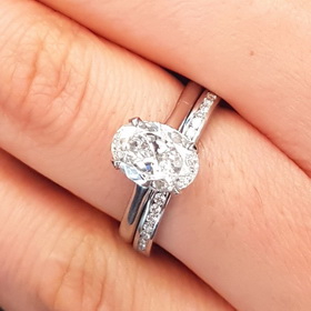 Non-Halo Delicate Pave Band Engagement Ring